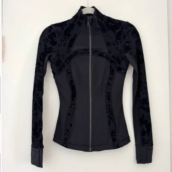 Lululemon Black Define Jacket 0 Flocked Floral - Picture 1 of 4